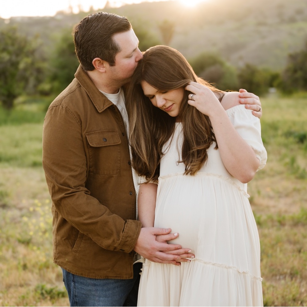 Maternity Cream Maxi Dress